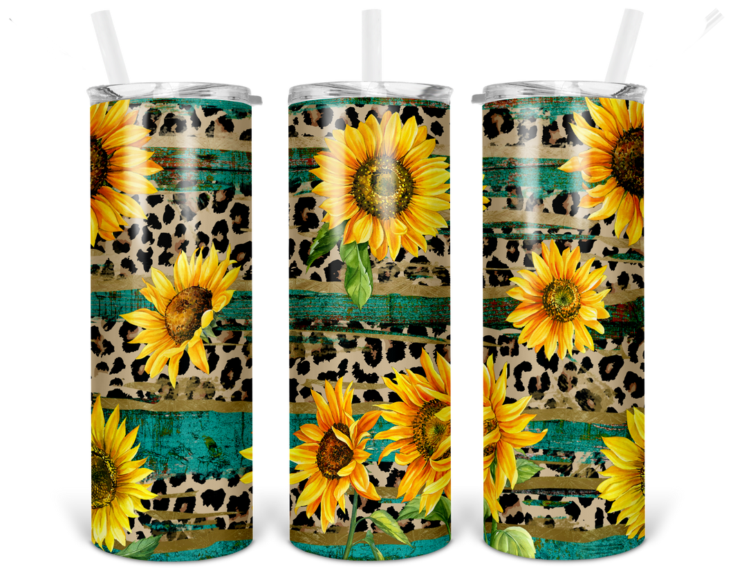 20oz Customized Skinny Tumbler Personalized Sunflower Water Bottle